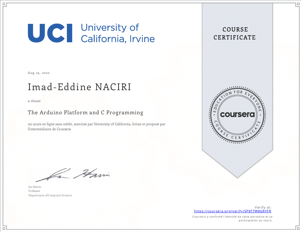 Arduino Certificate