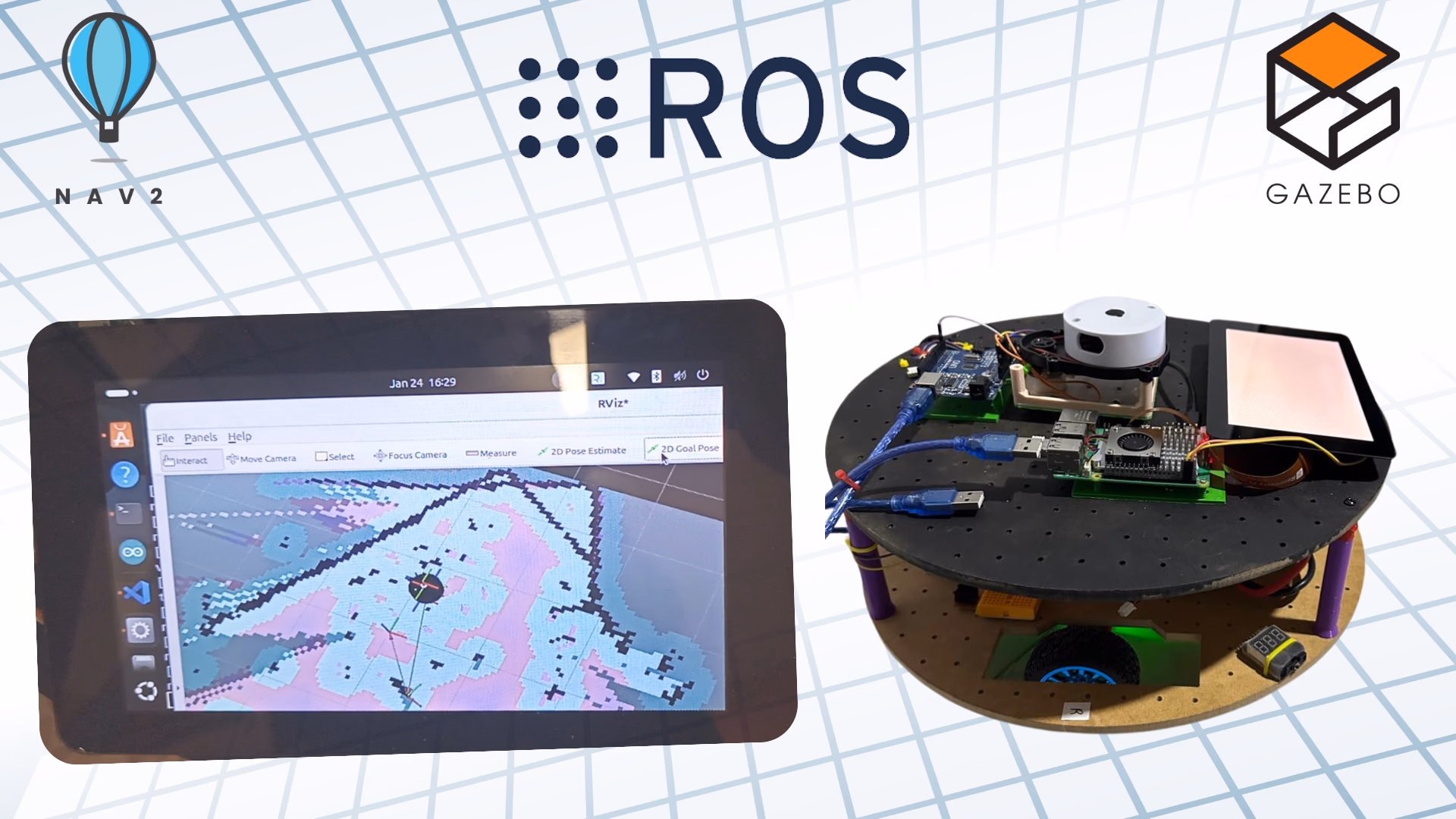 Differential-drive mobile robot performing SLAM-based navigation